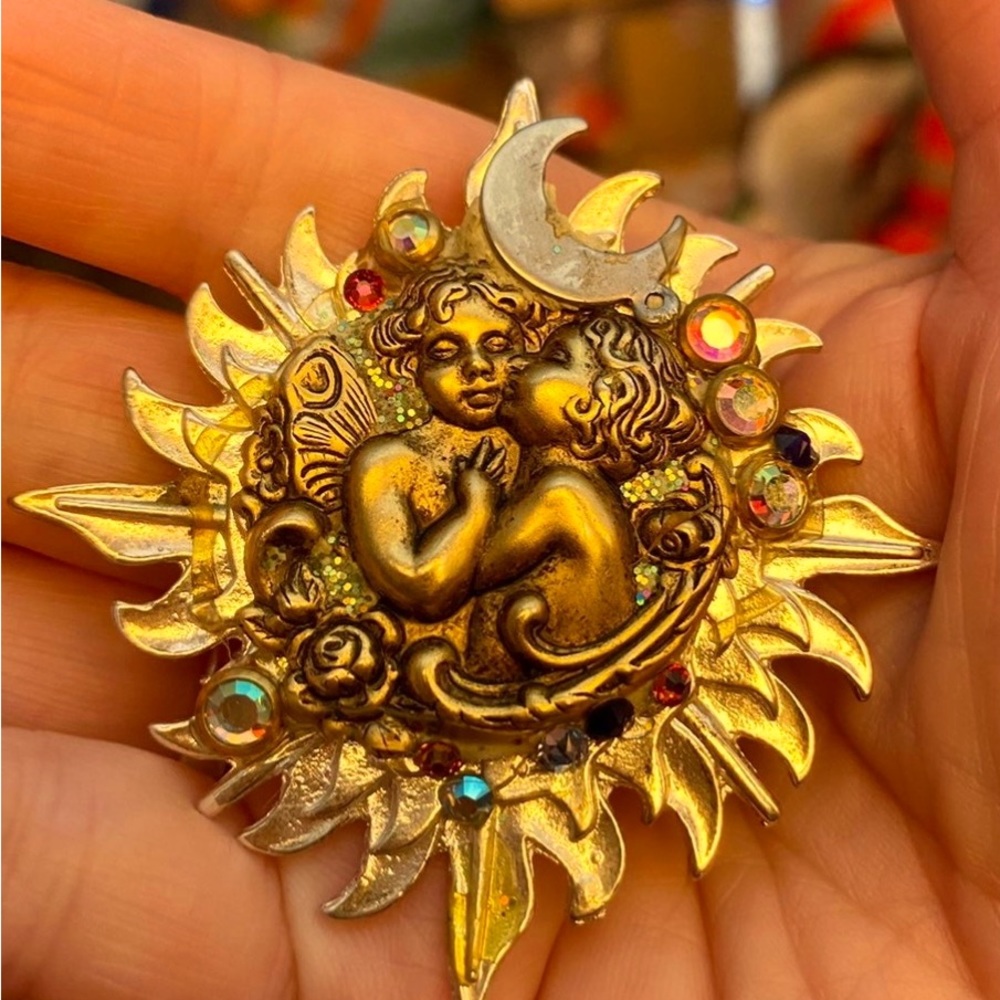 Handmade Moon Cherub Love Amulet Necklace